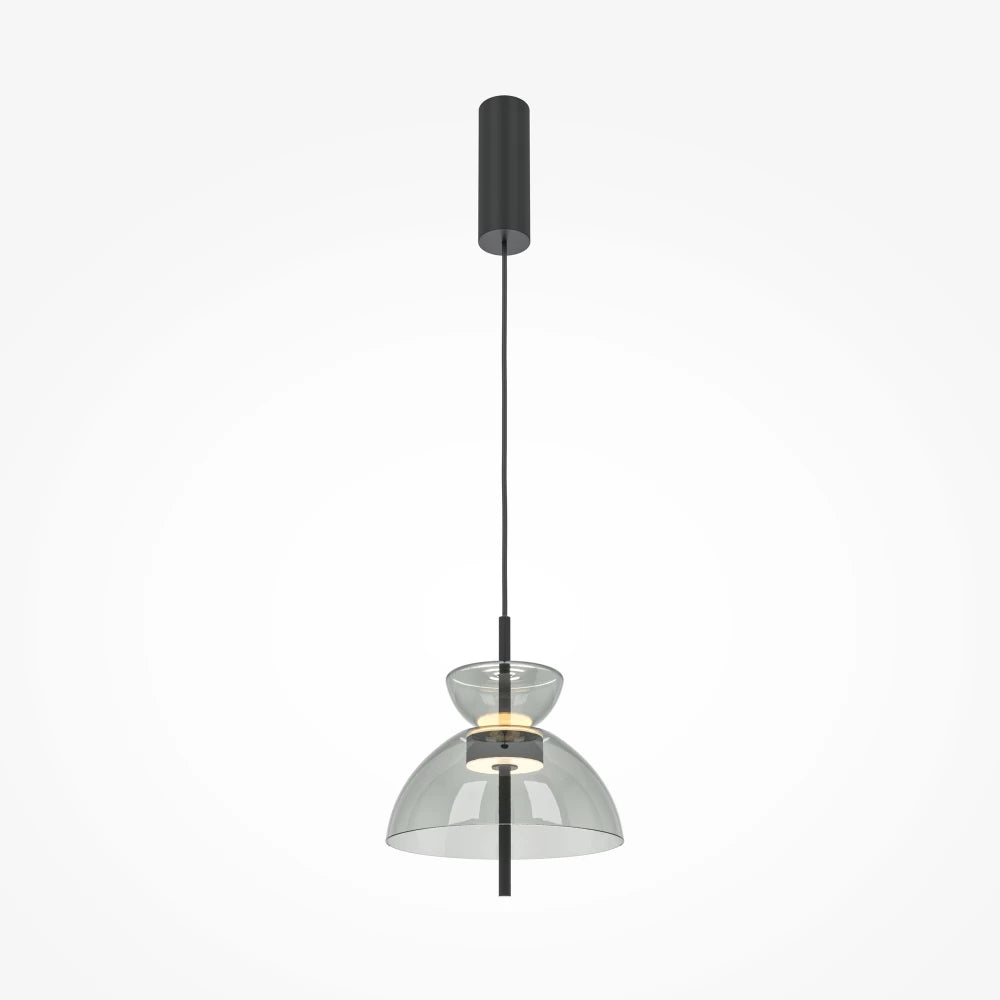 Pendul din Metal Negru si Sticla Gri H348xD25cm Bangkok