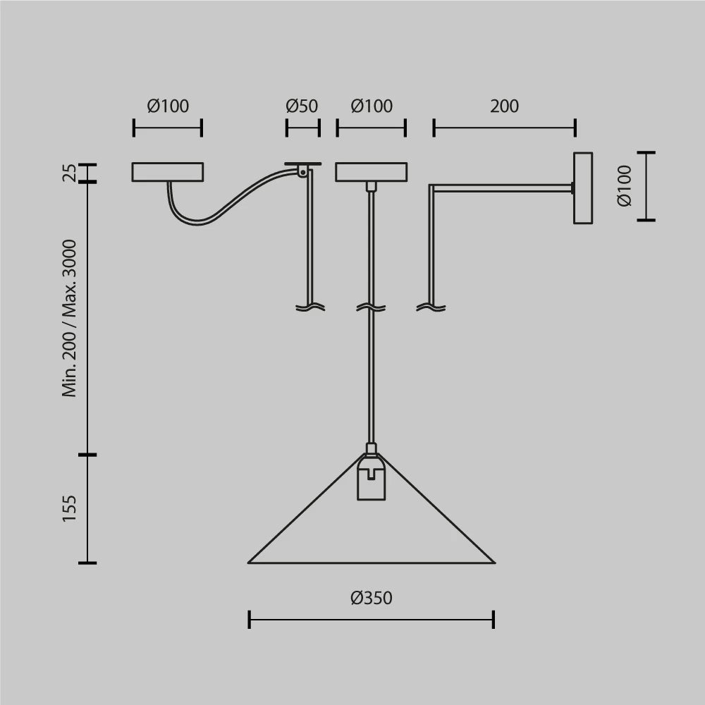 Pendul din Metal Gri H318xD35cm Basic colors