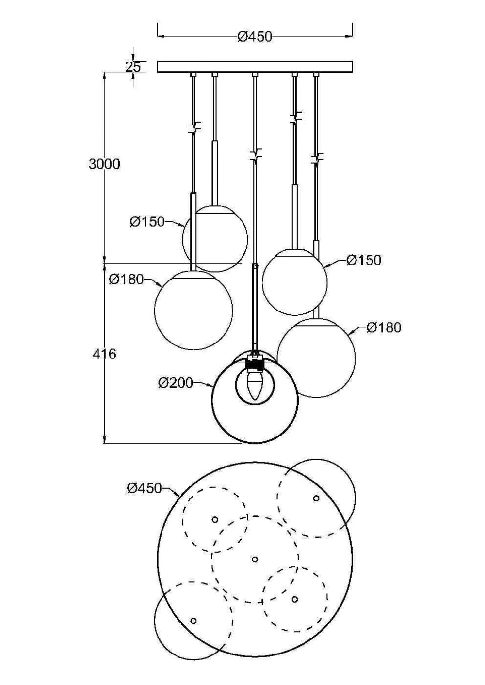 Candelabru din Metal Auriu si Sticla Transparent/Alb H344.1xD45cm Basic form