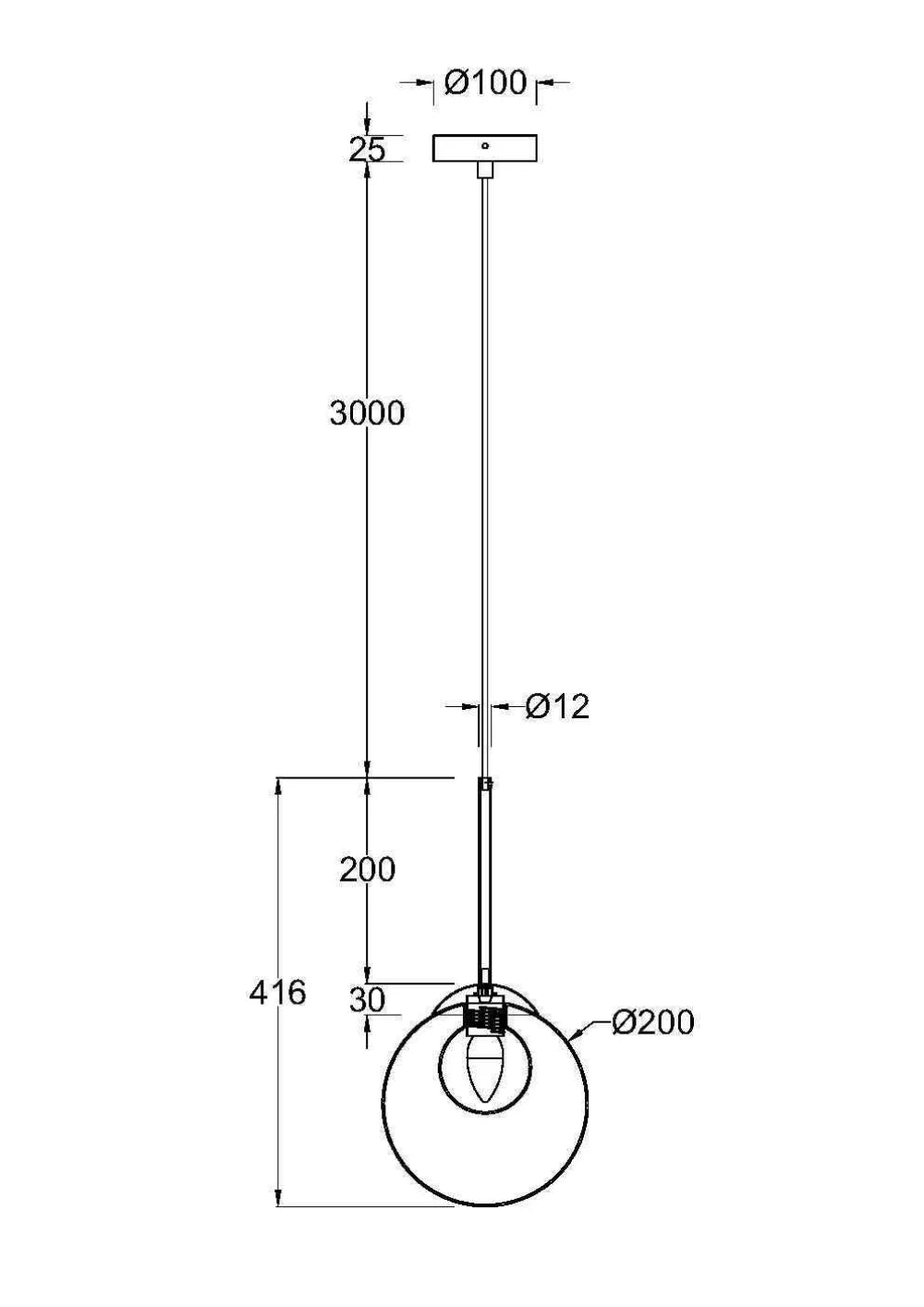 Pendul din Metal Auriu si Sticla Transparent/Alb H344.1xD20cm Basic form