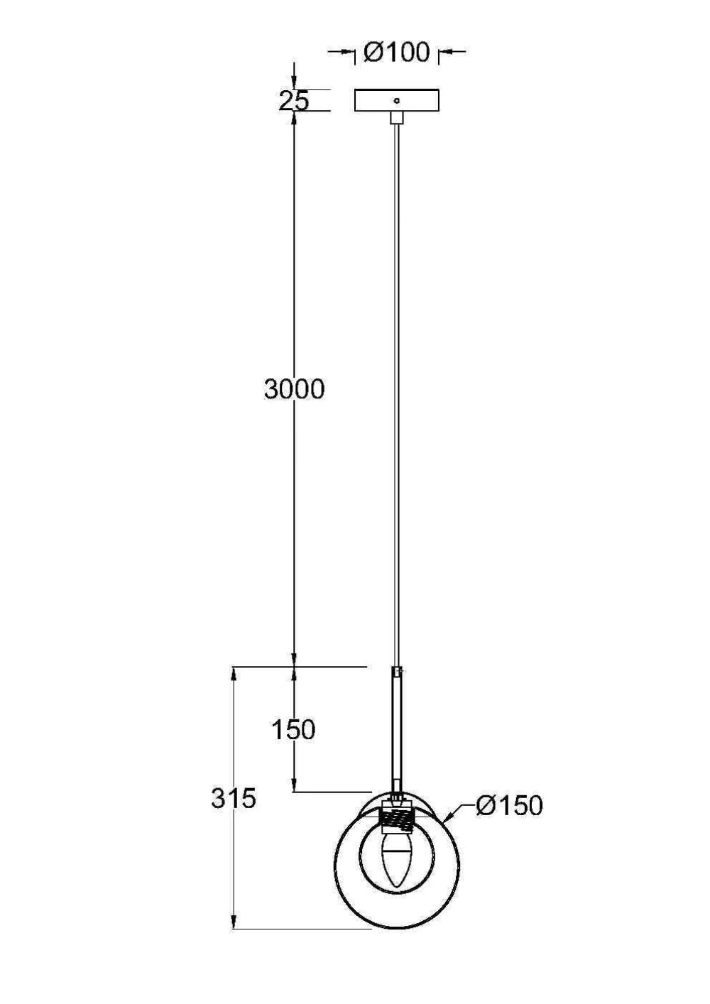 Pendul din Metal Auriu si Sticla Transparent/Alb H334xD15cm Basic form