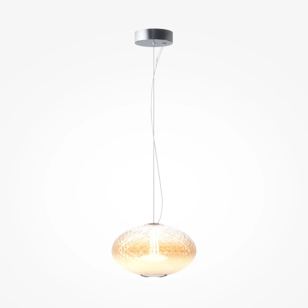 Pendul din Metal Argintiu Chrome si Sticla Alb H324xD30cm Bruma