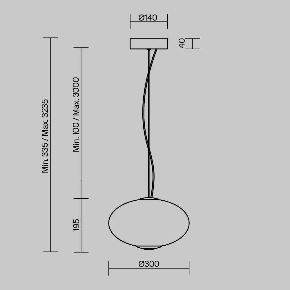 Pendul din Metal Argintiu Chrome si Sticla Alb H324xD30cm Bruma