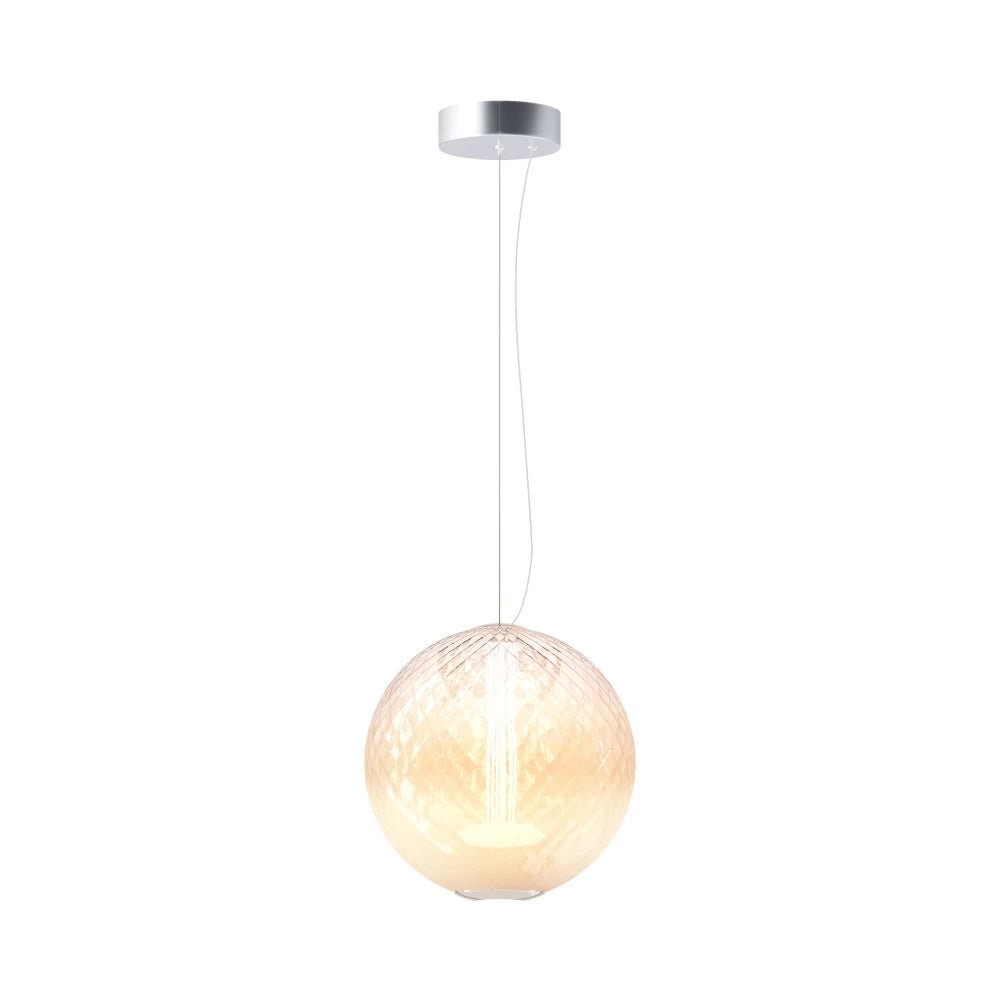 Pendul din Metal Argintiu Chrome si Sticla Alb H335xD30cm Bruma