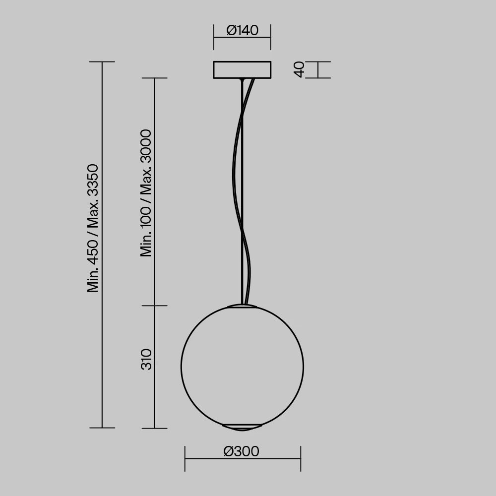 Pendul din Metal Argintiu Chrome si Sticla Alb H335xD30cm Bruma