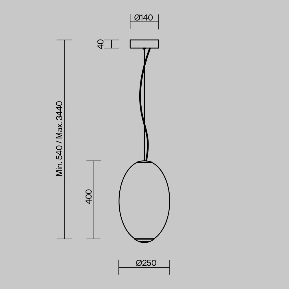 Pendul din Metal Argintiu Chrome si Sticla Alb H345xD25cm Bruma