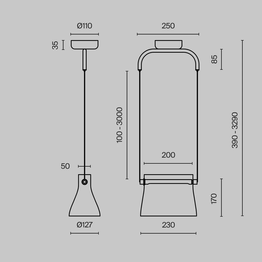 Pendul din Metal Alama si Sticla Transparent H329xL25cm Cabaret