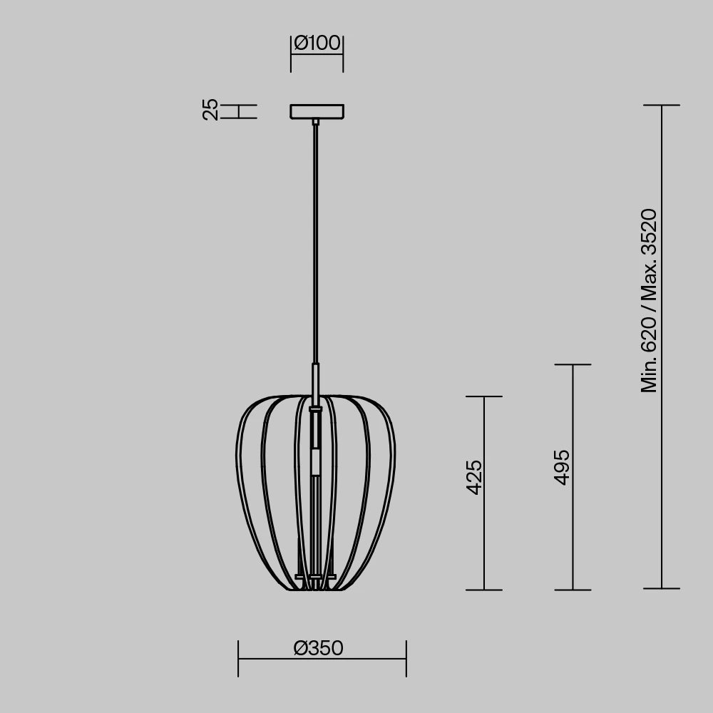 Pendul din Aluminiu Negru H352xD35cm Cambio