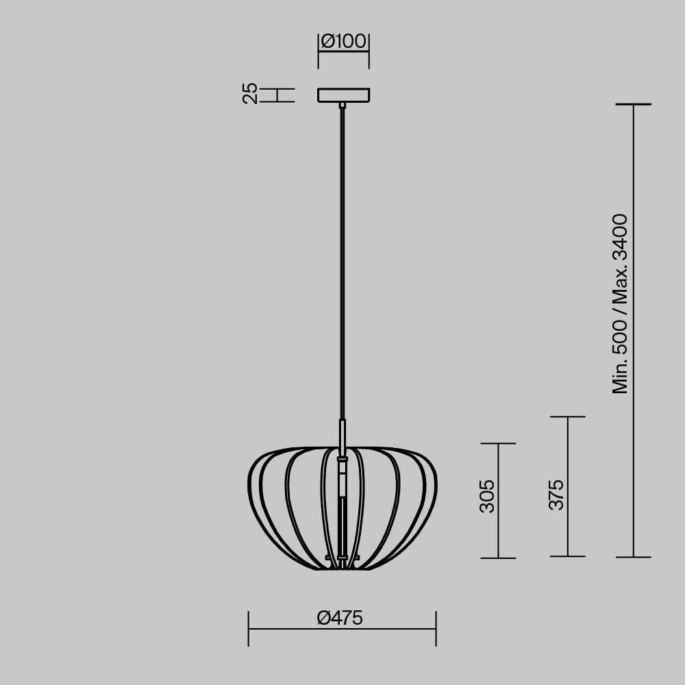Pendul din Aluminiu Negru H340xD47.5cm Cambio