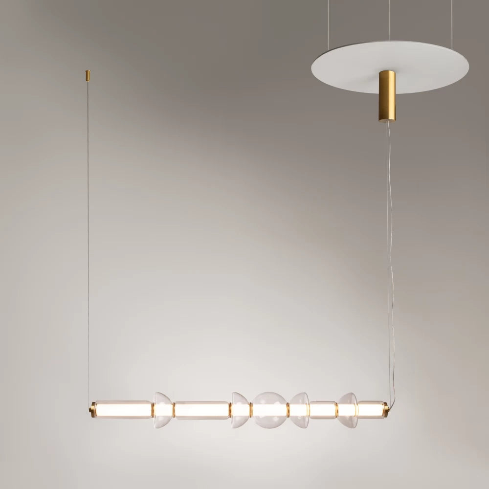Lustra din Metal Alama si Sticla Transparent H137.5xL98cm Cosmo