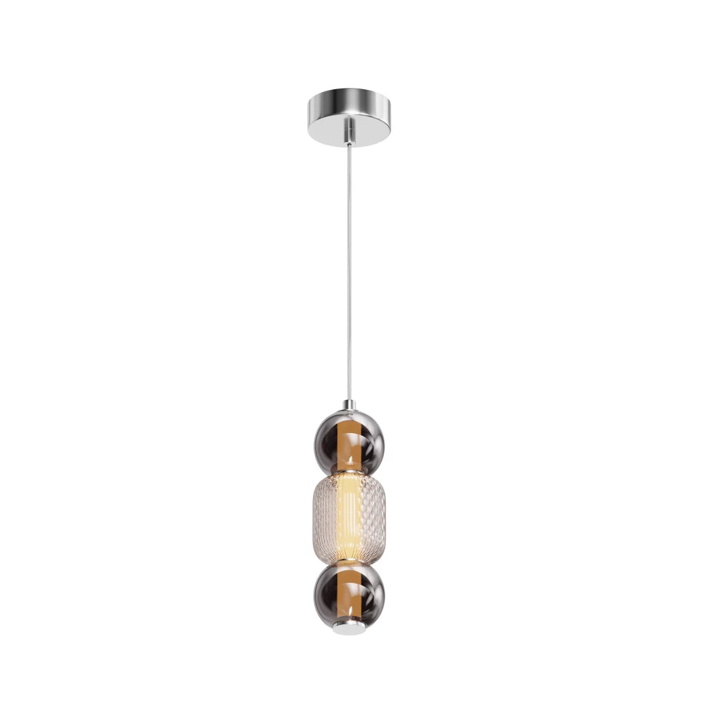 Pendul din Metal Argintiu Chrome si Sticla Multicolor H339xD12cm Drop
