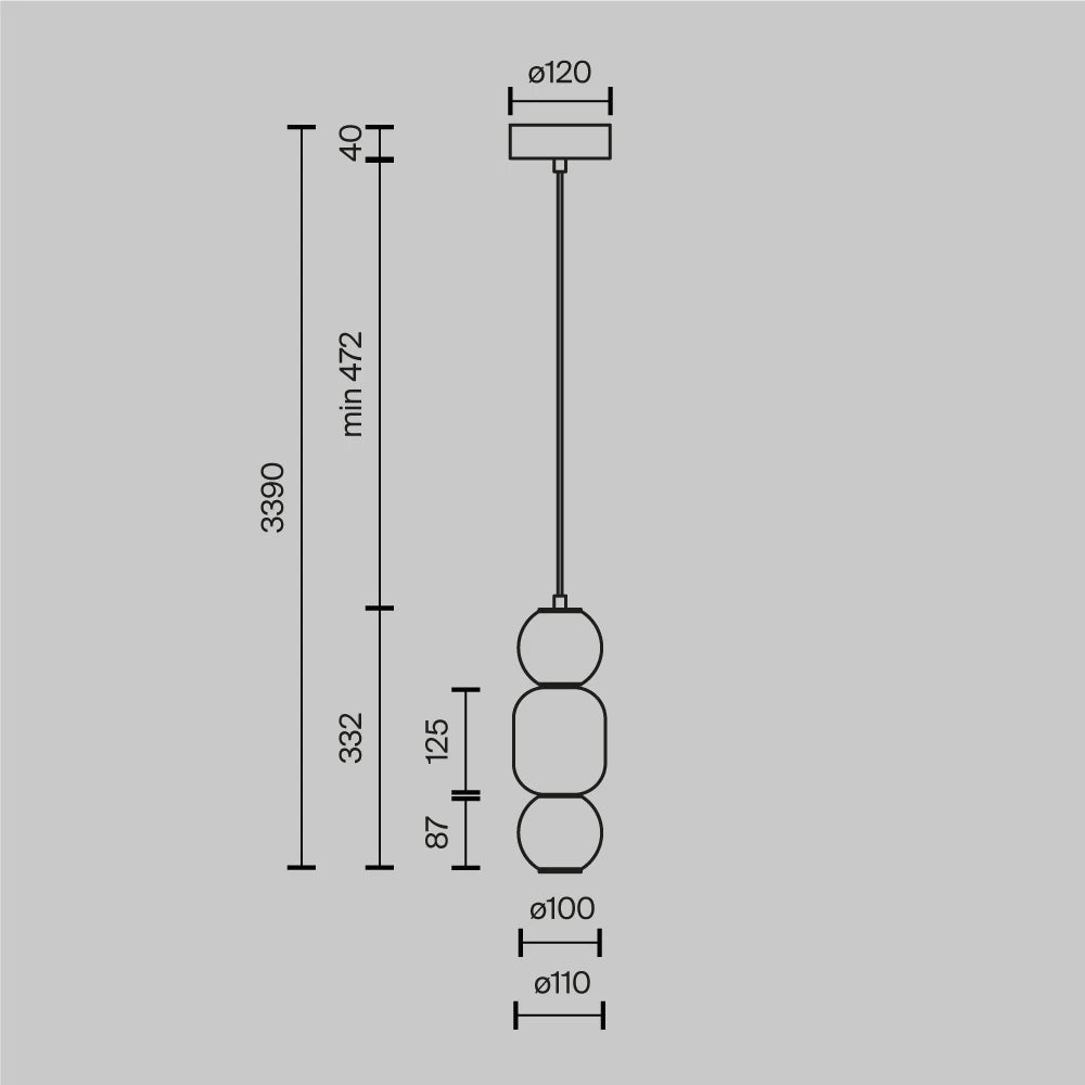 Pendul din Metal Argintiu Chrome si Sticla Multicolor H339xD12cm Drop