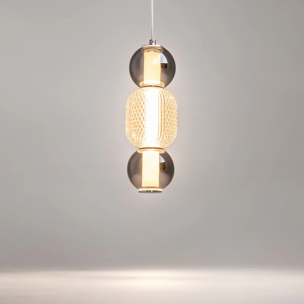 Pendul din Metal Argintiu Chrome si Sticla Multicolor H339xD12cm Drop