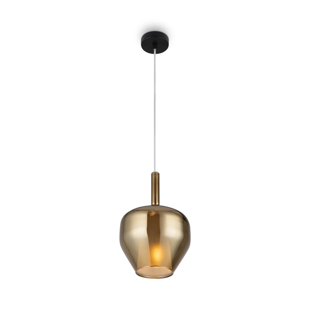 Pendul din Metal Negru si Sticla Auriu H334xD20cm Duality