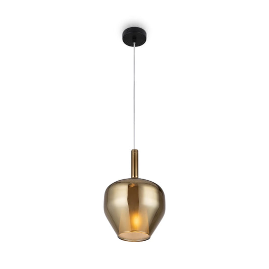 Pendul din Metal Negru si Sticla Auriu H334xD20cm Duality