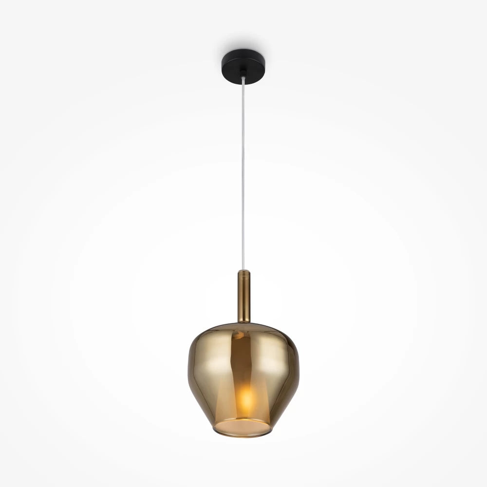 Pendul din Metal Negru si Sticla Auriu H334xD20cm Duality