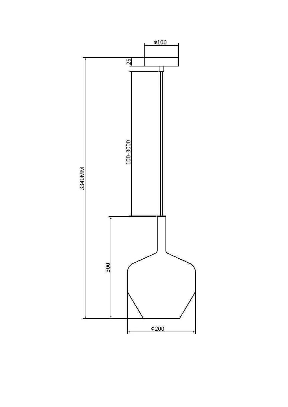 Pendul din Metal Negru si Sticla Auriu H334xD20cm Duality