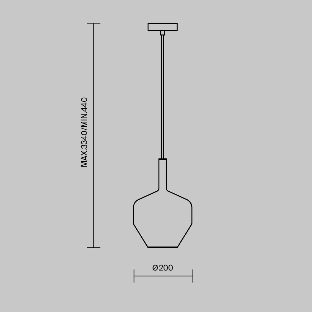 Pendul din Metal Negru si Sticla Auriu H334xD20cm Duality