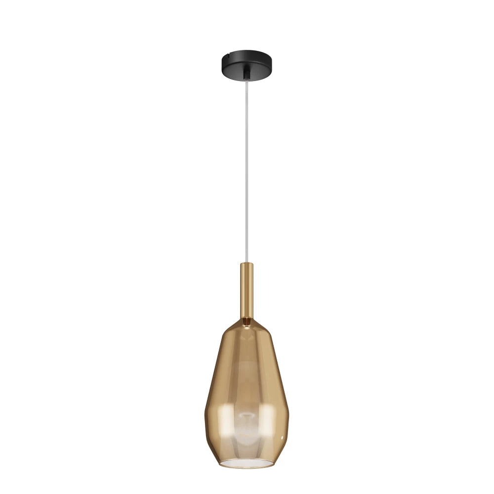 Pendul din Metal Negru si Sticla Auriu H342xD16cm Duality