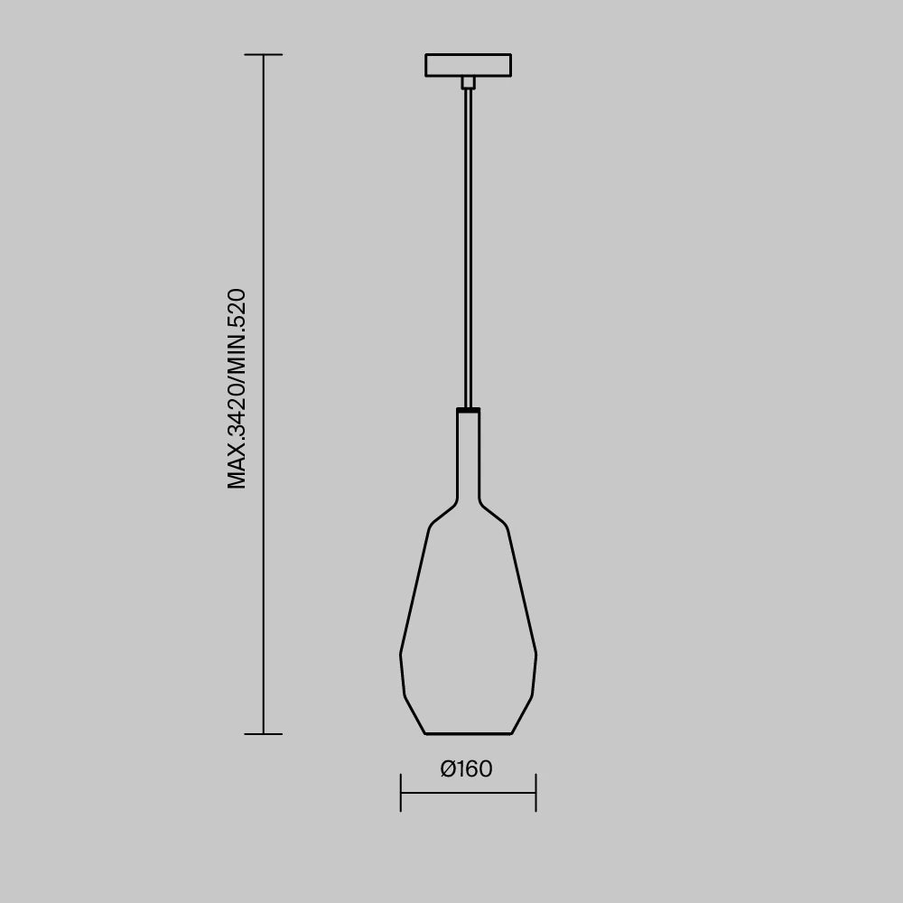 Pendul din Metal Negru si Sticla Auriu H342xD16cm Duality