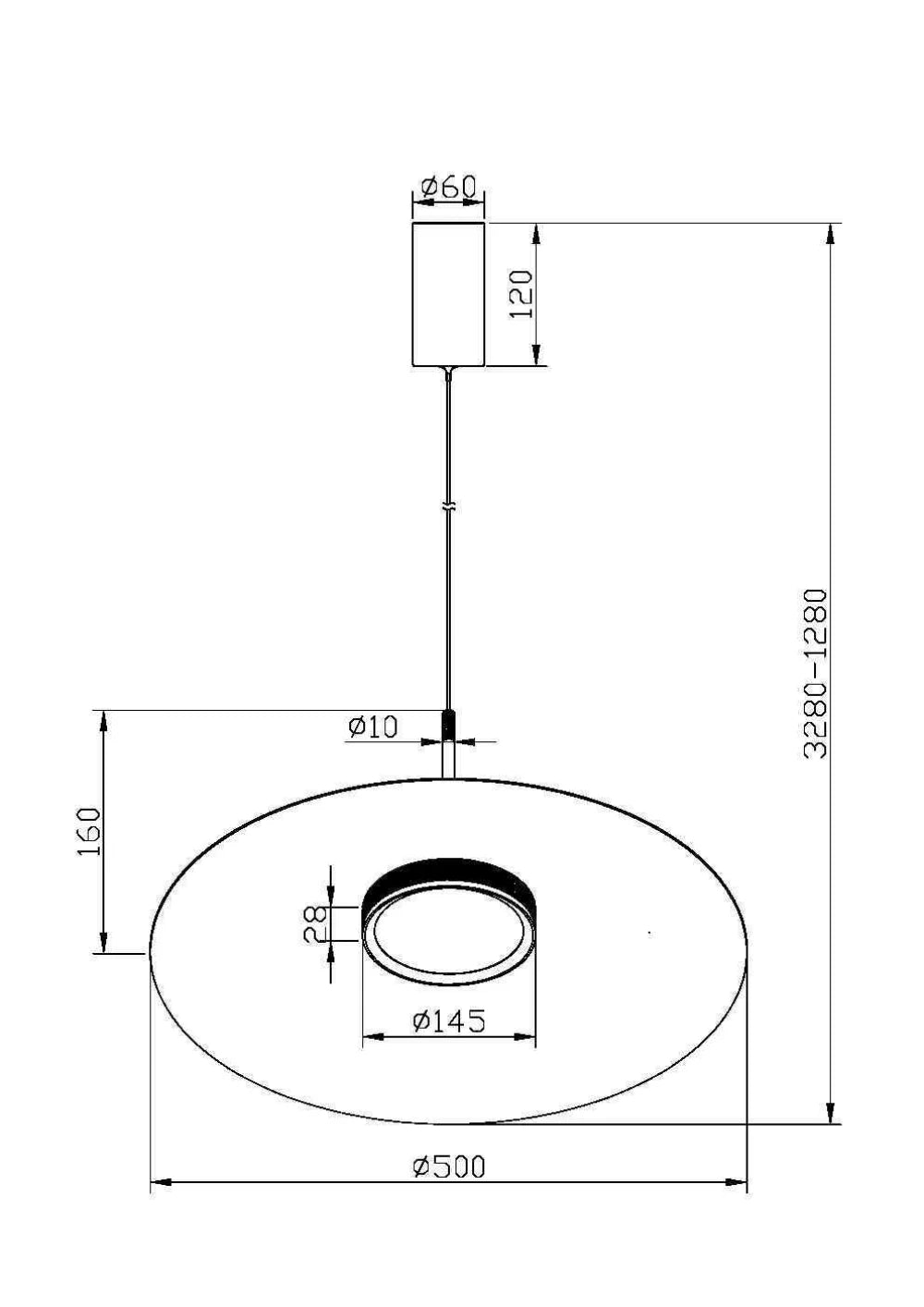 Pendul din Aluminiu Negru/Alb H328xD50cm El