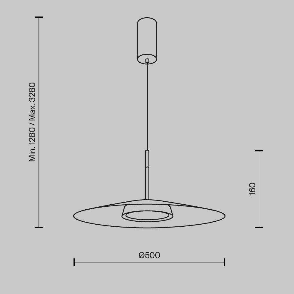 Pendul din Aluminiu Negru/Alb H328xD50cm El
