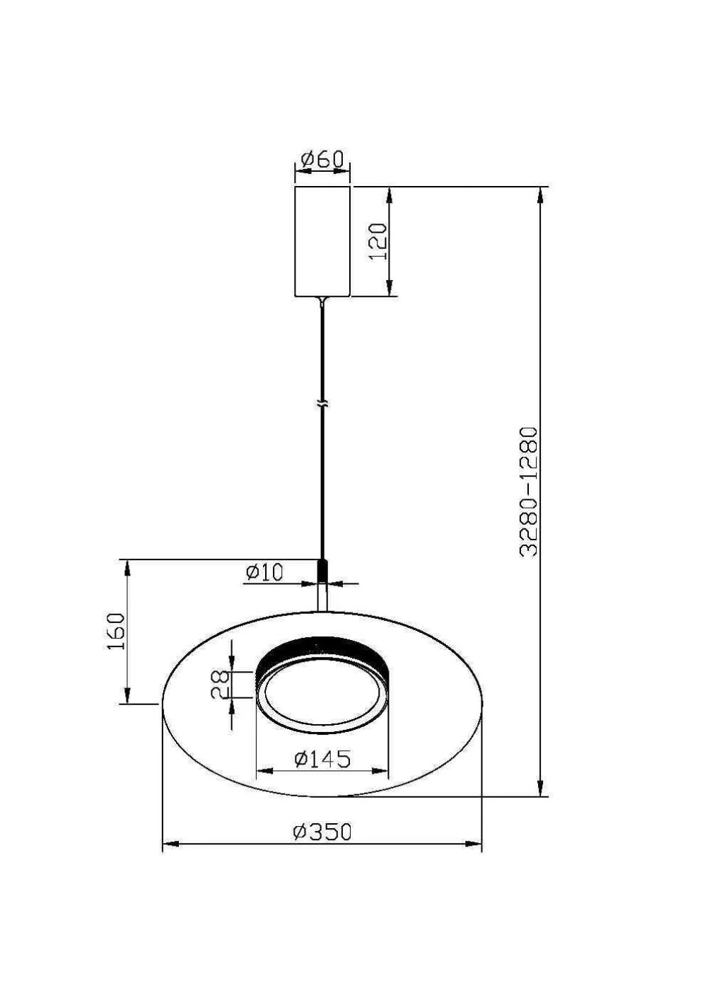 Pendul din Aluminiu Negru H328xD35cm El