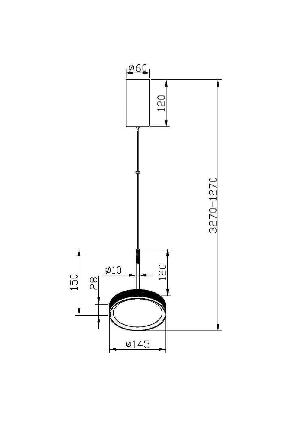 Pendul din Aluminiu Negru/Alb/Auriu H327xD15.3cm El