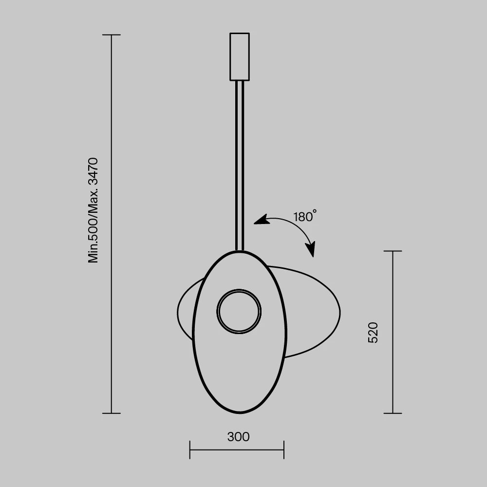 Pendul din Aluminiu Negru si Textil Alb H347xL17.6cm Evolution