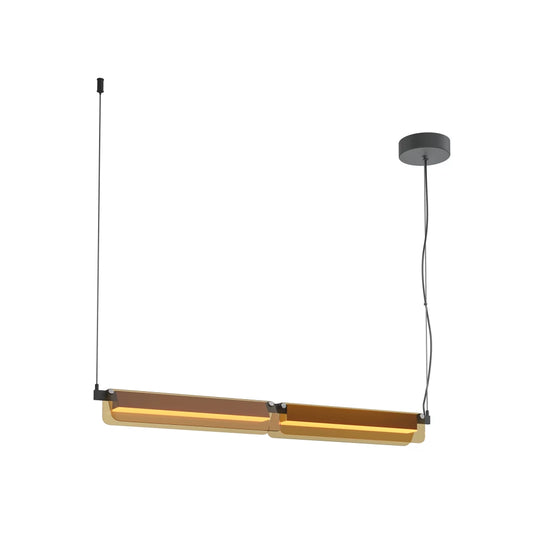 Lustra din Metal Negru si Sticla Auriu Amber H312xL93cm Flat