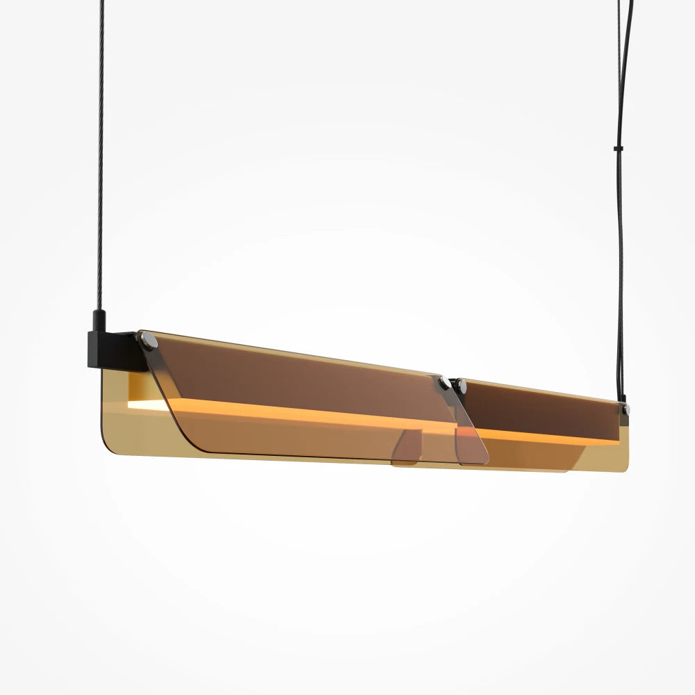 Lustra din Metal Negru si Sticla Auriu Amber H312xL93cm Flat