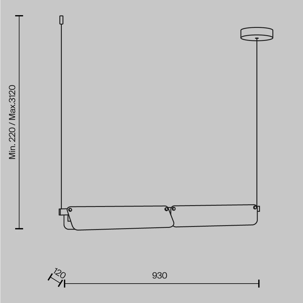 Lustra din Metal Negru si Sticla Auriu Amber H312xL93cm Flat