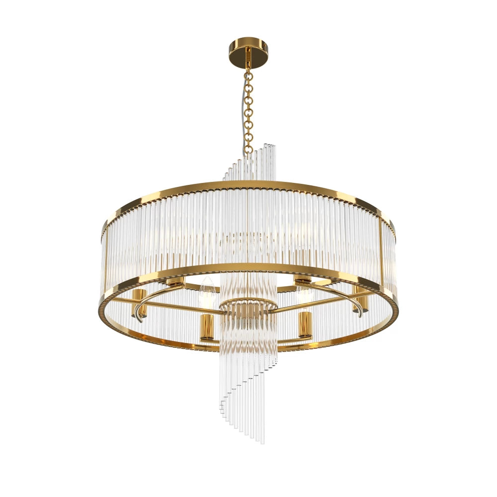 Lustra din Metal Auriu si Sticla Transparent H132.5xD58cm Frame