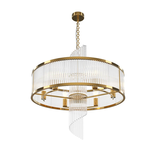 Lustra din Metal Auriu si Sticla Transparent H132.5xD58cm Frame