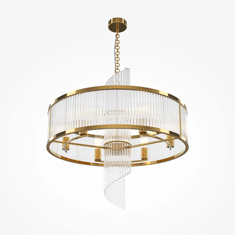 Lustra din Metal Auriu si Sticla Transparent H132.5xD58cm Frame