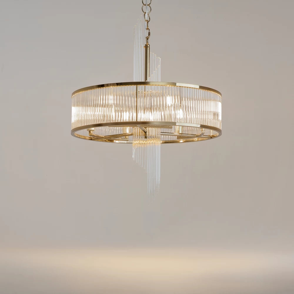 Lustra din Metal Auriu si Sticla Transparent H132.5xD58cm Frame