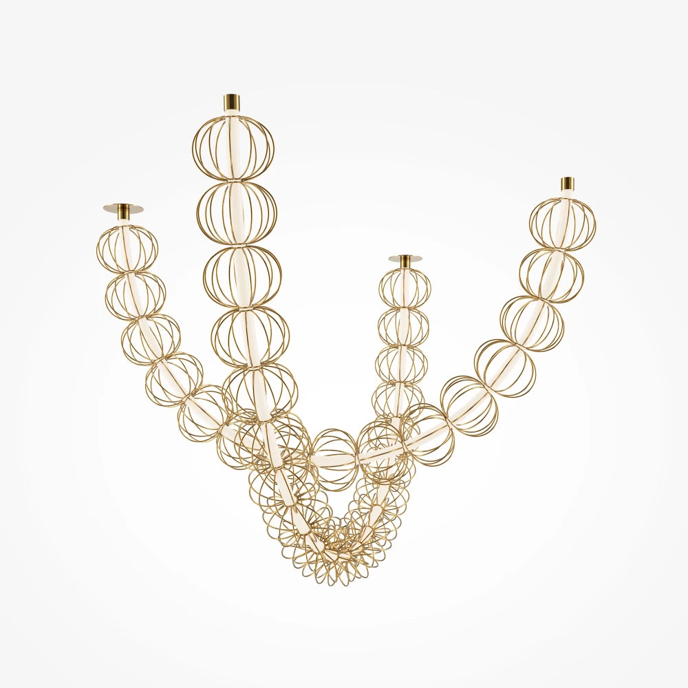 Lustra din Metal Auriu H84xL153.7cm Golden Cage