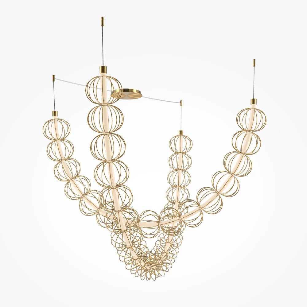 Lustra din Metal Auriu H184xL208.6cm Golden Cage