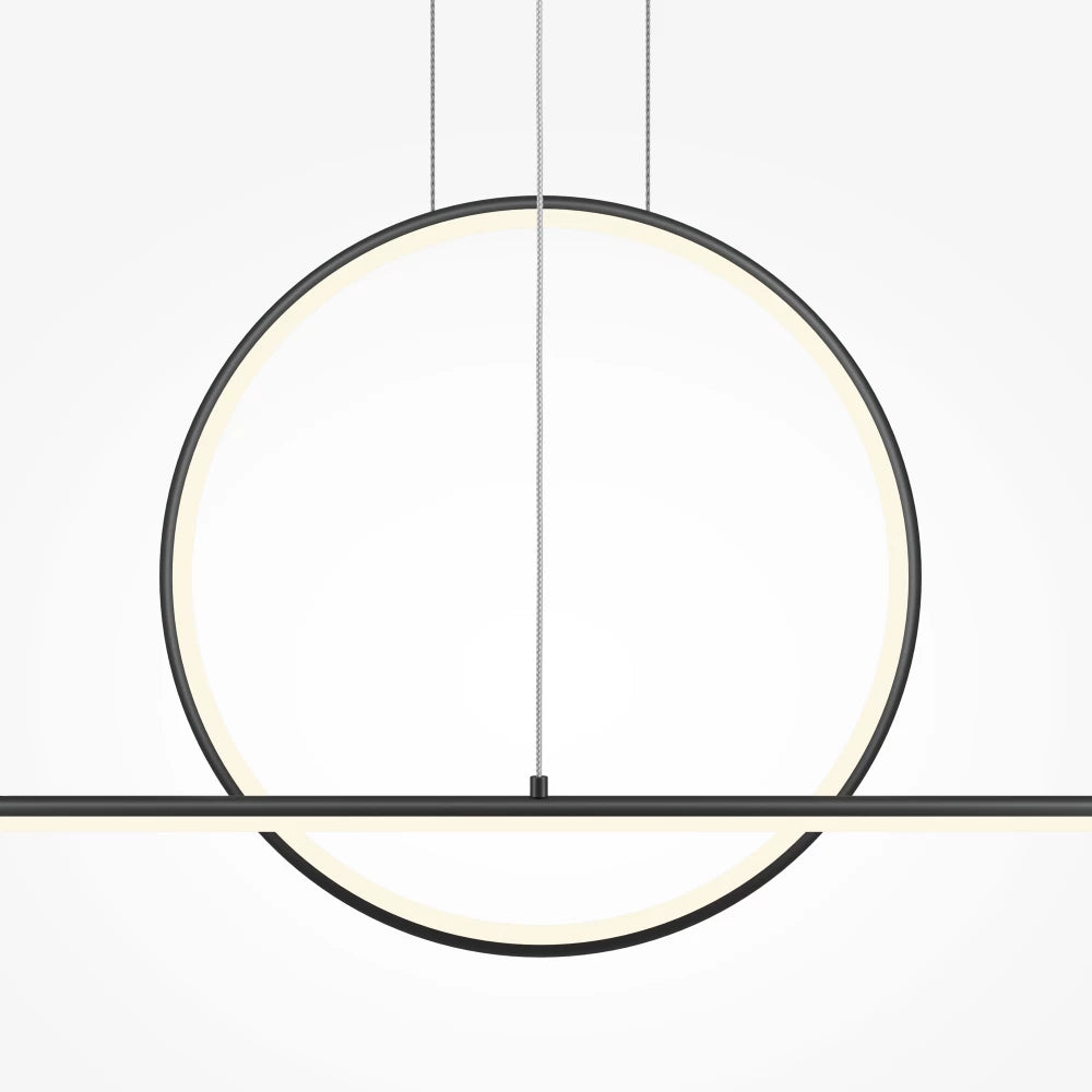 Lustra din Aluminiu Negru si Silicon Alb H300xL143cm Halo