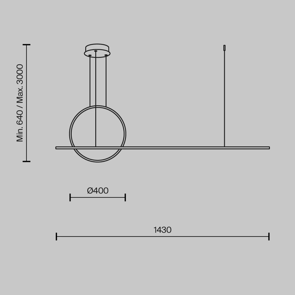 Lustra din Aluminiu Negru si Silicon Alb H300xL143cm Halo