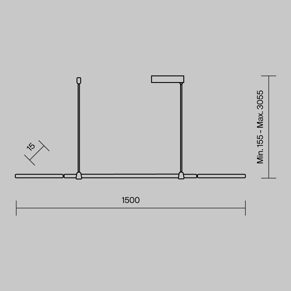 Lustra din Aluminiu Negru si Silicon Alb H305.5xL150cm Halo
