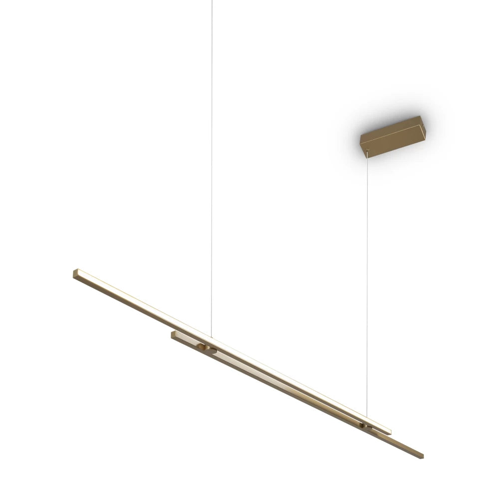 Lustra din Aluminiu Alama si Silicon Alb H305.5xL150cm Halo