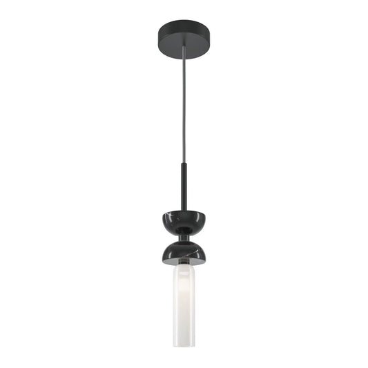 Pendul din Metal/Marmura Negru si Sticla Alb H336.5xD10cm Kyoto
