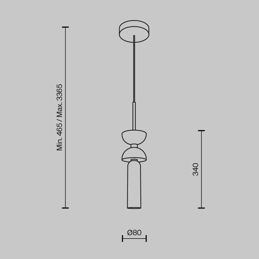 Pendul din Metal/Marmura Negru si Sticla Alb H336.5xD10cm Kyoto