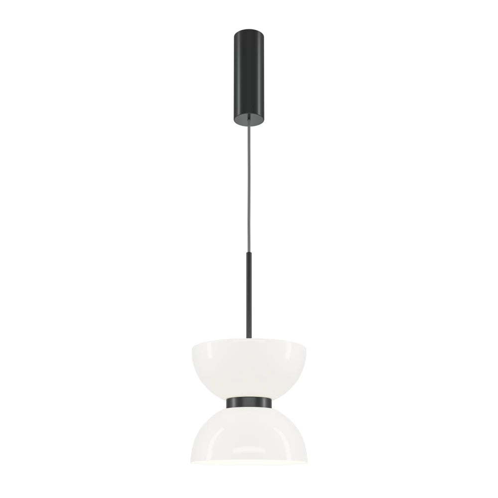 Pendul din Metal Negru si Sticla Alb H350xD22cm Kyoto