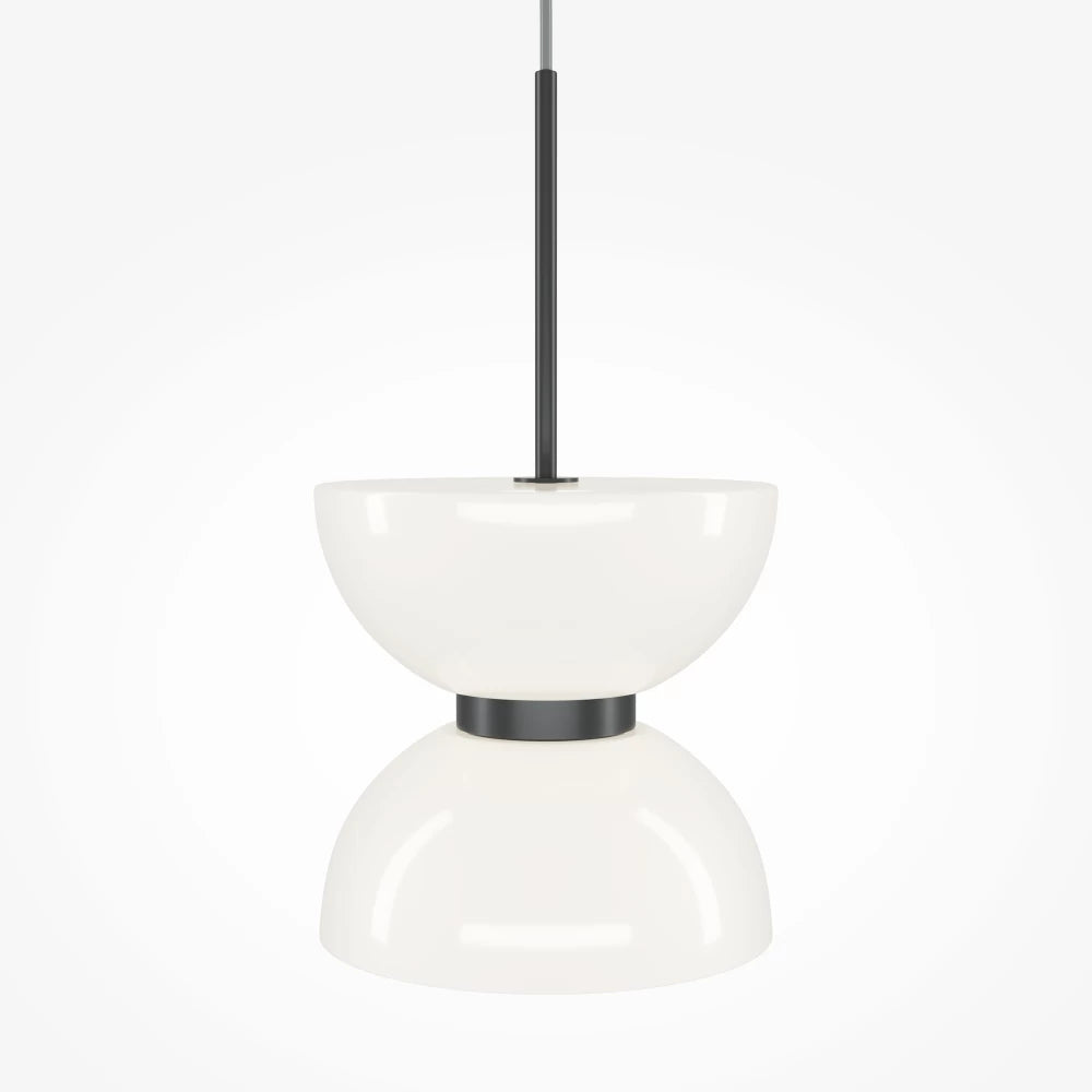 Pendul din Metal Negru si Sticla Alb H350xD22cm Kyoto