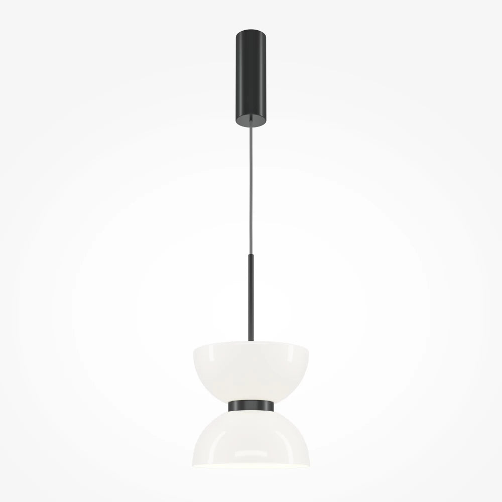 Pendul din Metal Negru si Sticla Alb H350xD22cm Kyoto