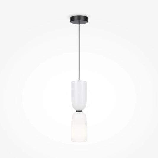 Pendul din Metal Negru si Sticla Alb H232xD8cm Memory