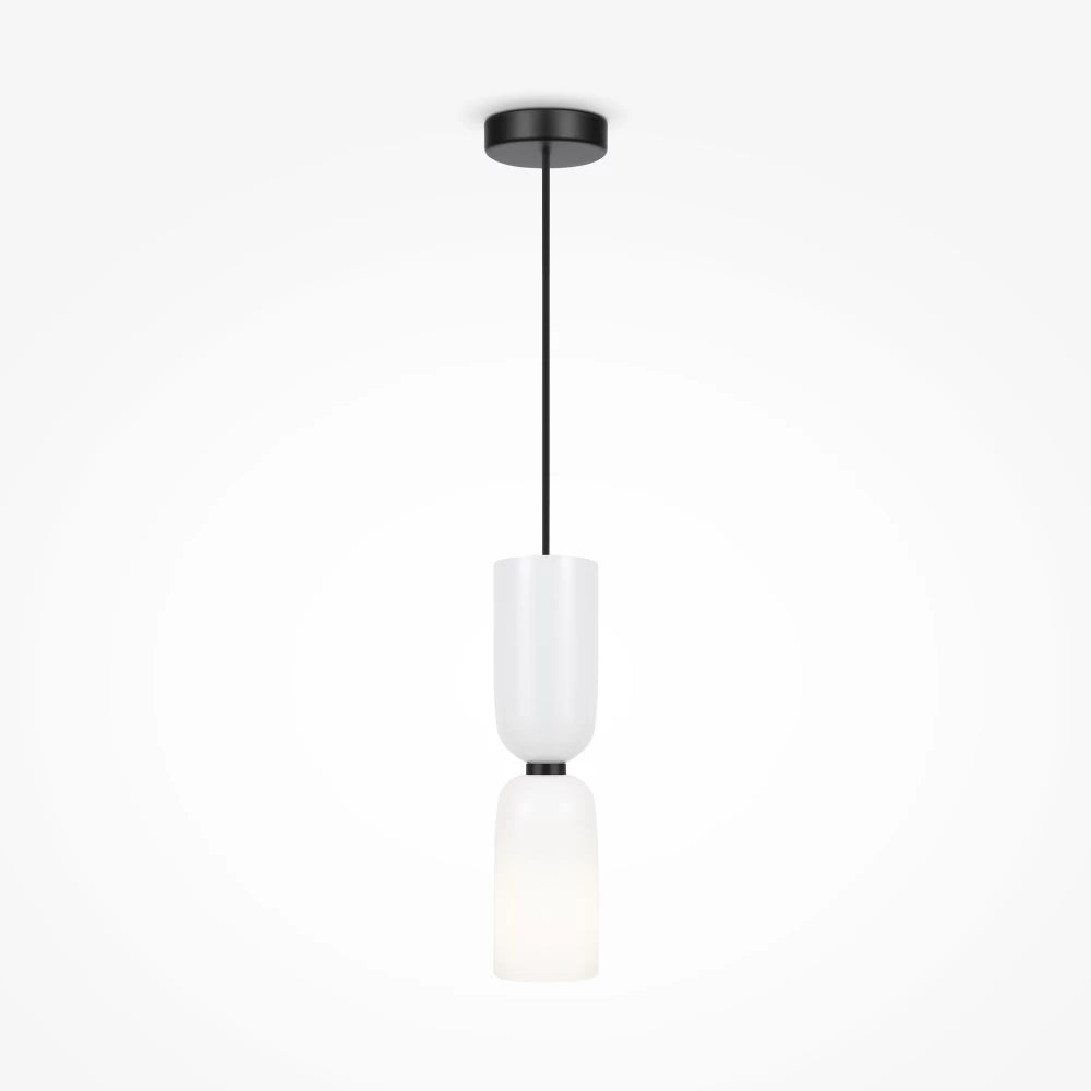 Pendul din Metal Negru si Sticla Alb H232xD8cm Memory