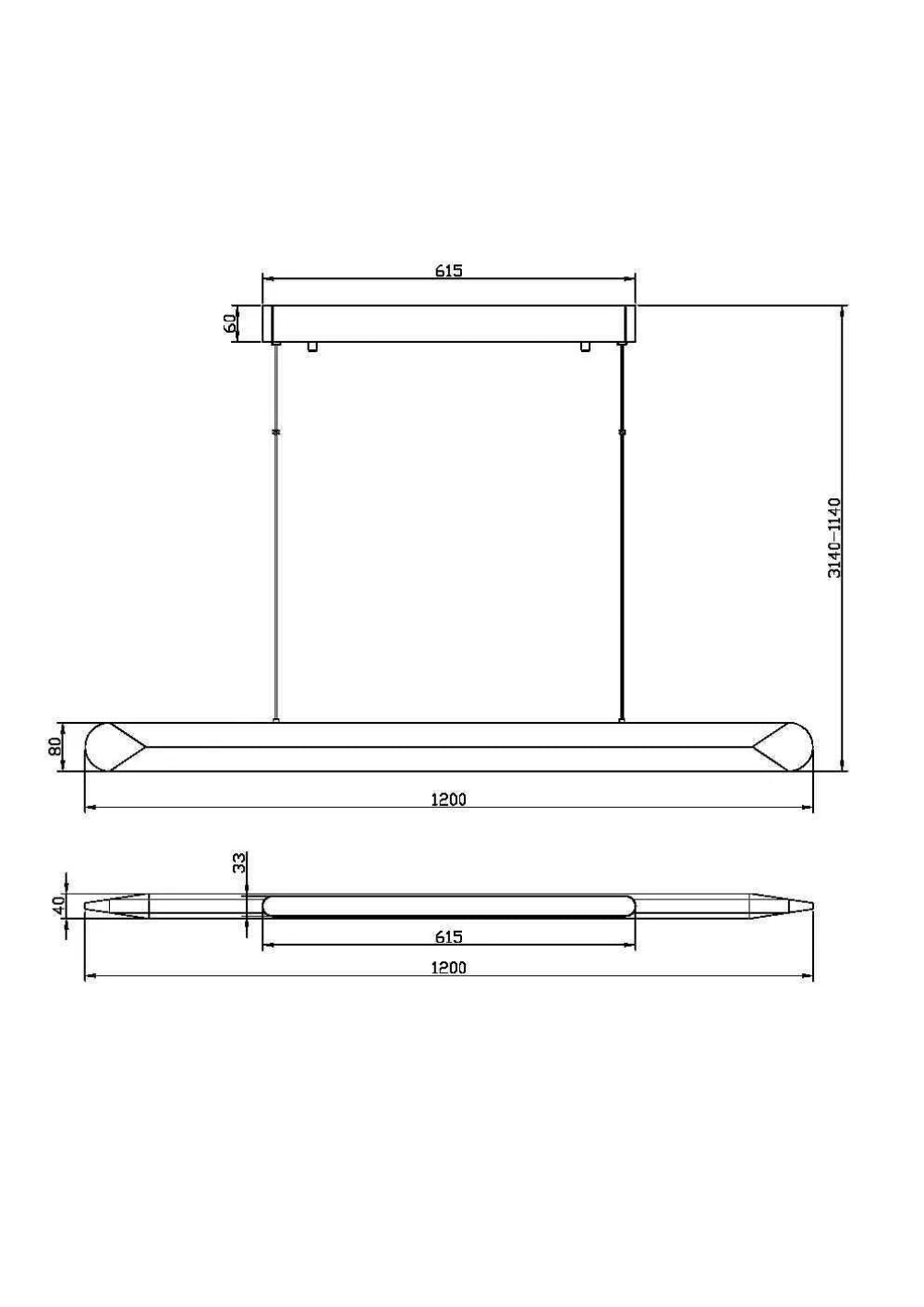 Lustra din Aluminiu Alb H314xL120cm Motion